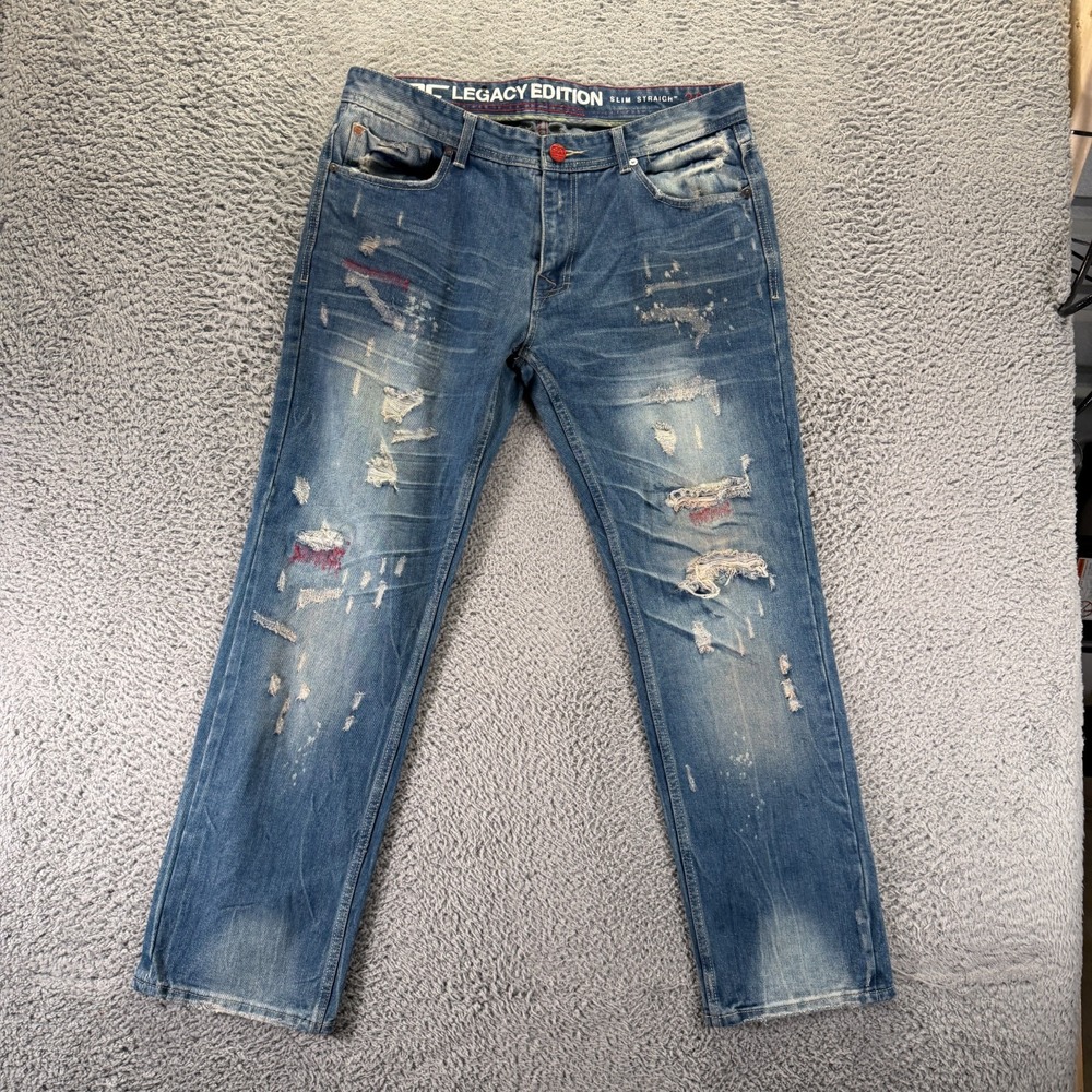 Jordan Craig Legacy Edition Jeans Mens 36x30 Blue Cotton Denim Straight Slim Fit